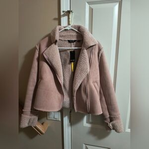 Pink Faux Shearling Jacket